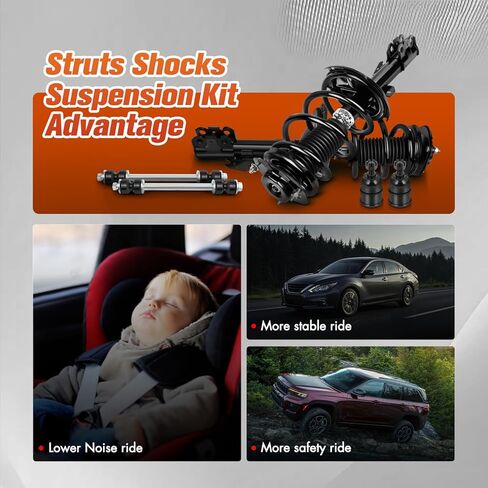 Complete Struts Front and Rear Pair Strut Spring Assembly Shock Absorber for 2008-2010 for Mitsubishi Lancer Set of 4 Struts in Kuwait