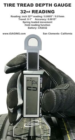 iGaging Tire Tread Depth Gauge Easy 32nd Reading Inch/Fractions/mm w/Hold Function in Kuwait