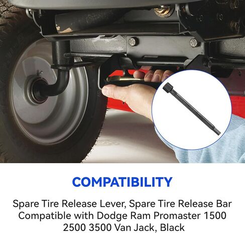 رافعة تحرير الإطارات الاحتياطية، شريط تحرير الإطارات الاحتياطية متوافق مع دودج رام بروماستر 1500 2500 3500 فان جاك، أداة تحرير الإطارات الاحتياطية، أسود، قطعة واحدة in Kuwait