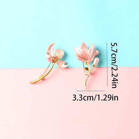 4PCS Elegant Magnolia Flower Brooch, Metal Alloy Floral Pins with Pearl Embellishment in Saudi Arabia