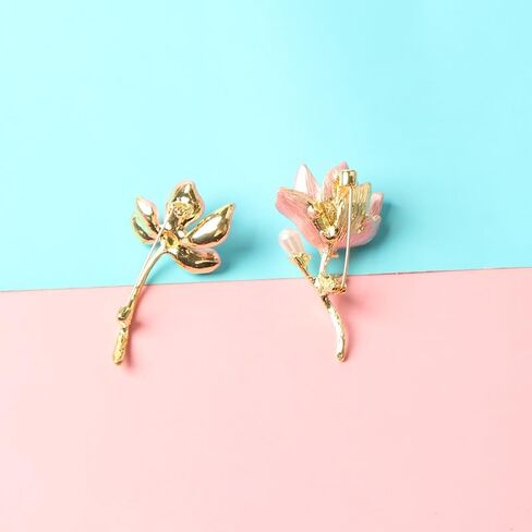 4PCS Elegant Magnolia Flower Brooch, Metal Alloy Floral Pins with Pearl Embellishment in Saudi Arabia