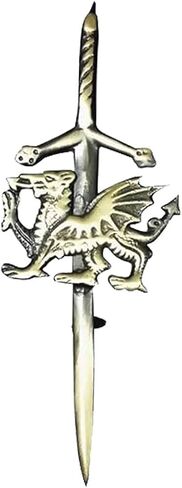 AAR Wales Dragon Kilt Pin 4" Antique, Chrome & Gold Finish Kilt Pins (ANT) in Kuwait