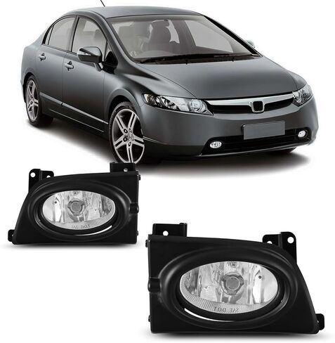 Fog Lights for Honda Civic Sedan 4 Door 2006 2007 2008 with H11 12V55W Bulbs Fog Lamps Assembly Replacement Included Wiring Kits & Switch- 1 Pair (Yellow Glass Lens) in Kuwait