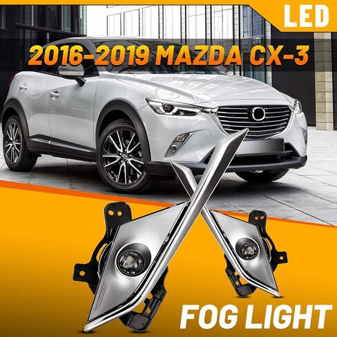 AUTOWIKI LED OEM Replacement Driving Fog Lights Sets For 2016 2017 2018 2019 Mazda CX-3 Clear Lens Fog Lamps Assembly Set L&R Side (w/Switch and Wiring Kit) in Saudi Arabia