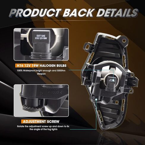 Driving Fog Lights Lamps Assembly for 2019-2021 Toyota Rav4 Fog Light Replacement with H16 12V 19W Bulbs, Switch and Wiring Kit in Saudi Arabia