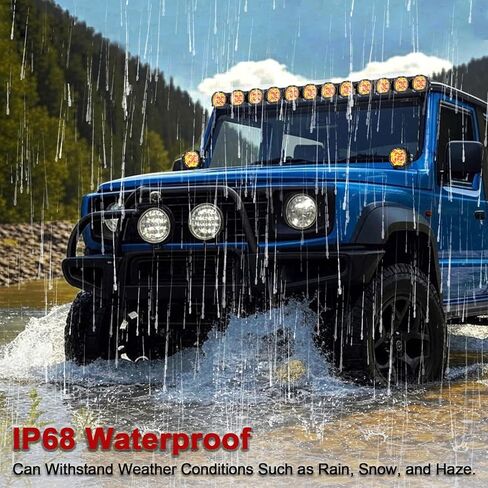 مصابيح مستديرة للطرق الوعرة مقاس 3.5 بوصة، مصابيح LED 6800LM IP68 وIP69K مقاومة للماء وأضواء القيادة المقاومة للصدمات، أضواء كاشفة مستديرة للشاحنات وسيارات الدفع الرباعي والقوارب والمزرعة وutv وأضواء العمل كومبو شعاع لسيارة الجيب in Kuwait