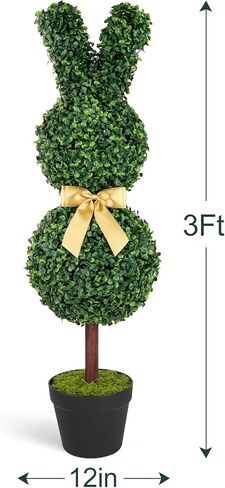 Easter Decorations - 3 Ft Boxwood Bunny Topiary with Bow - Artificial Bunny Shaped Tree with Planter Pot for Indoor Outdoor Decor - Spring Decoration for Home Yard Front Door Porch Mantle Party in Kuwait