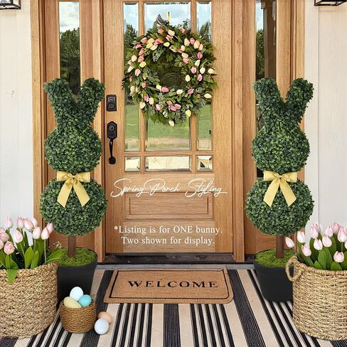 Easter Decorations - 3 Ft Boxwood Bunny Topiary with Bow - Artificial Bunny Shaped Tree with Planter Pot for Indoor Outdoor Decor - Spring Decoration for Home Yard Front Door Porch Mantle Party in Kuwait