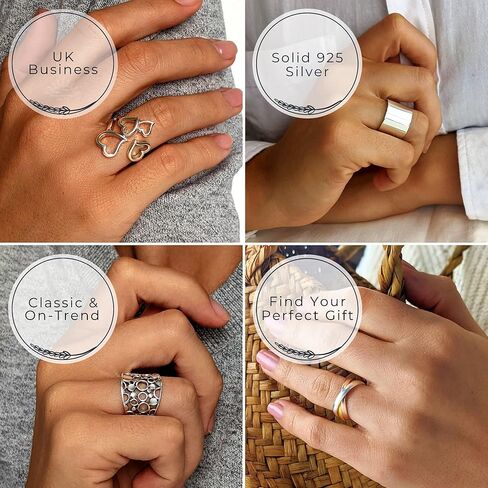 Silverly 925 Sterling Silver Rings for Men and Women - Braided Ring 7.7mm - Wide Band Men's Rings - Woven Band Thick Wedding Rings His and Hers - Classic Promise Rings for Couples in Saudi Arabia
