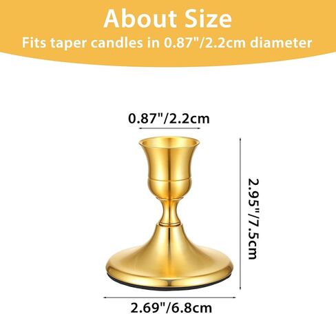 12 Pcs Gold Brass Taper Candle Holders Vintage Metal Candlestick Holders Set for Wedding Table Centerpiece, Christmas Mantel, and Home Decor in Kuwait