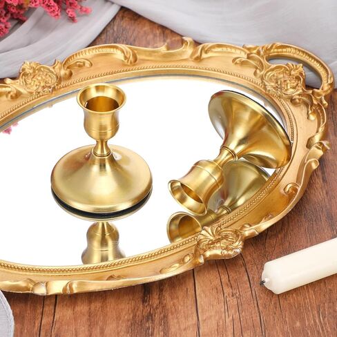 12 Pcs Gold Brass Taper Candle Holders Vintage Metal Candlestick Holders Set for Wedding Table Centerpiece, Christmas Mantel, and Home Decor in Kuwait
