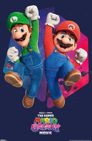 Nintendo The Super Mario Galaxy Movie (2026) - Mario & Luigi Jump Wall Poster, 34L" x 22.4W", Unframed Version in Saudi Arabia