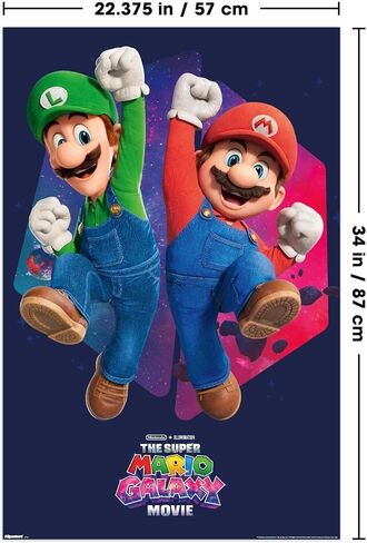 Nintendo The Super Mario Galaxy Movie (2026) - Mario & Luigi Jump Wall Poster, 34L" x 22.4W", Unframed Version in Saudi Arabia