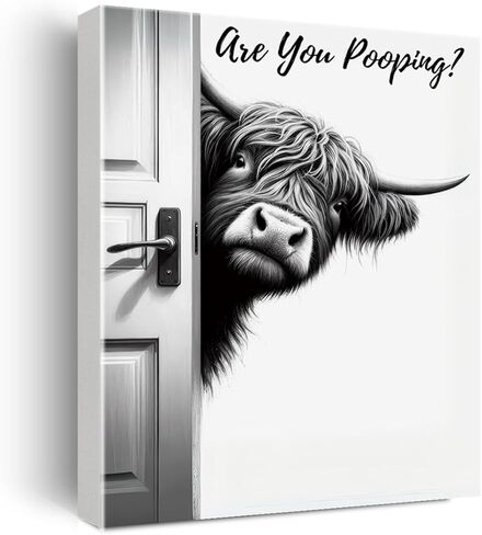 Xiolcxdr Highland Cow Bathroom Decor Sign Funny Bathroom Wall Art With Are You Pooping Cow Sign 12x15 Inch Farmhouse Decor For Western & Highland Cow Lovers in Kuwait