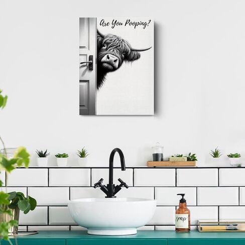 Xiolcxdr Highland Cow Bathroom Decor Sign Funny Bathroom Wall Art With Are You Pooping Cow Sign 12x15 Inch Farmhouse Decor For Western & Highland Cow Lovers in Kuwait