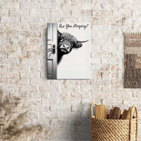 Xiolcxdr Highland Cow Bathroom Decor Sign Funny Bathroom Wall Art With Are You Pooping Cow Sign 12x15 Inch Farmhouse Decor For Western & Highland Cow Lovers in Kuwait