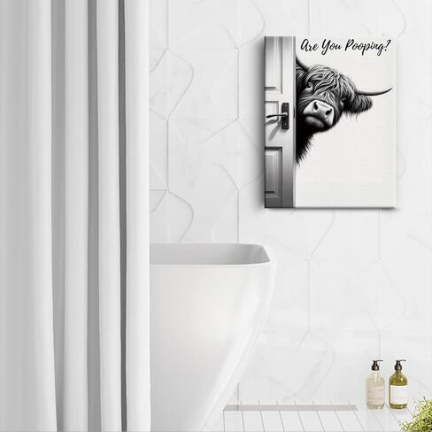 Xiolcxdr Highland Cow Bathroom Decor Sign Funny Bathroom Wall Art With Are You Pooping Cow Sign 12x15 Inch Farmhouse Decor For Western & Highland Cow Lovers in Kuwait
