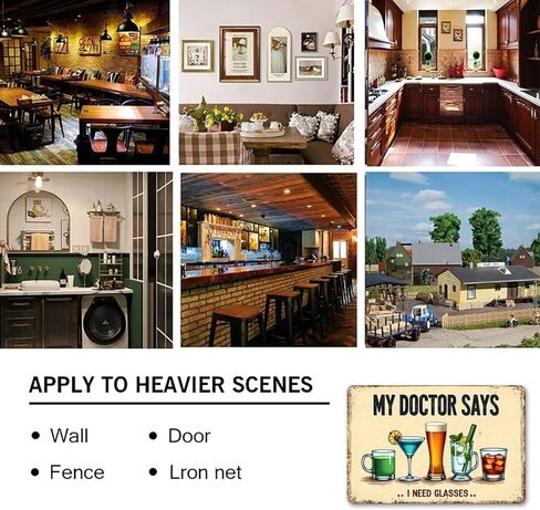 My Doctor Says I Need Glasses A Humorous Vintage Poster Featuring Assorted Drinks Rustic Aluminum Wall Art & Metal Tin Sign - 8x12in Vintage Indoor Outdoor Decor for Home, Office, Cafe, Yard & Farm in Saudi Arabia