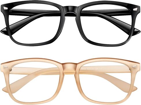 CHBP Blue-Light-Blocking-Glasses for Women Computer Glasses Man，2 Pack Gaming Eyeglasses Fashion Frame(black+transparent) in Saudi Arabia