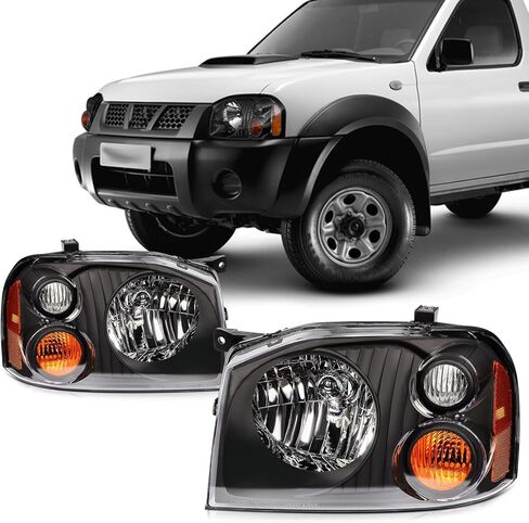 SCITOO Headlight Assembly For Nissan Sentra 4-Door 2000-2003 Compatible with 2000 2001 2002 2003 Nissan Sentra Headlamp Black Housing Amber Reflector Driver and Passenger Side in Saudi Arabia