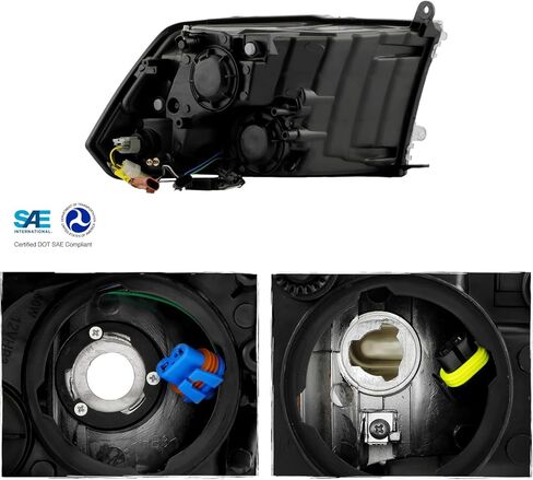 AKKON - Fits 2009-2018 Dodge Ram 1500 | 10-18 Ram 2500/3500 Black Headlights Pair w/LED Tube DRL in Saudi Arabia