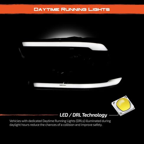 AKKON - Fits 2009-2018 Dodge Ram 1500 | 10-18 Ram 2500/3500 Black Headlights Pair w/LED Tube DRL in Saudi Arabia
