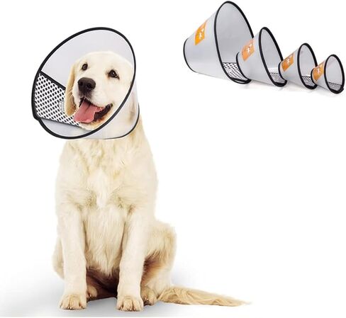 الياقة المخروطية الواقية من Dog Elizabeth Pet القابلة للتعديل، أحدث ترقية مع طوق مخروطي ذو حافة ناعمة للتعافي من العض، أو الجراحة، أو شفاء الجروح (متوسط ​​14.2 بوصة - 16.5 بوصة) in Kuwait