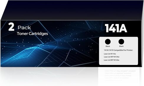 خراطيش حبر 141A 2 استبدال أسود Pro M110w لحبر HP 141A 141X (مع شريحة) W1410A W1410X يعمل مع MFP M140w M139 (2 أسود) in Kuwait