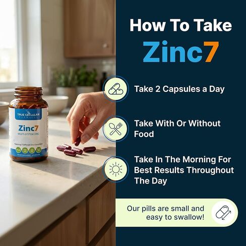 مكمل الزنك اليومي المتقدم Zinc7: زنك متعدد الأنظمة لتعزيز الجهاز المناعي، والنوم، والتمثيل الغذائي، وصحة الأسنان وتوازن الهرمونات، 60 كبسولة، 50 ملغ زنك in Saudi Arabia