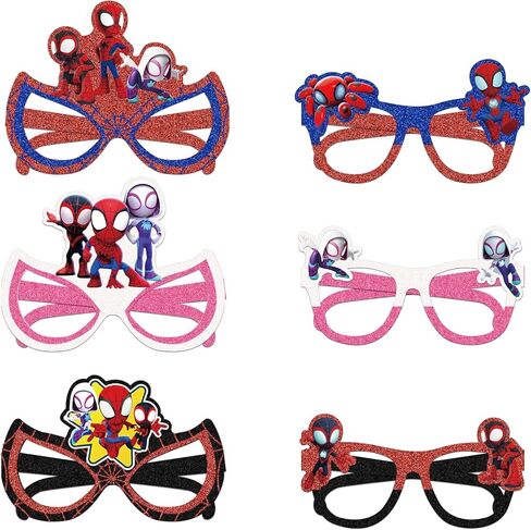 مجموعة حفلات بطابع عنكبوت مكونة من 12 قطعة: نظارات زخرفية (نمط مسرحي) - مثالية لحفلات أعياد ميلاد الأطفال وهدايا الحفلات التي تحمل طابع العنكبوت in Kuwait