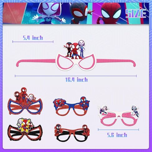 مجموعة حفلات بطابع عنكبوت مكونة من 12 قطعة: نظارات زخرفية (نمط مسرحي) - مثالية لحفلات أعياد ميلاد الأطفال وهدايا الحفلات التي تحمل طابع العنكبوت in Kuwait