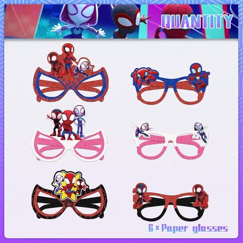 مجموعة حفلات بطابع عنكبوت مكونة من 12 قطعة: نظارات زخرفية (نمط مسرحي) - مثالية لحفلات أعياد ميلاد الأطفال وهدايا الحفلات التي تحمل طابع العنكبوت in Kuwait