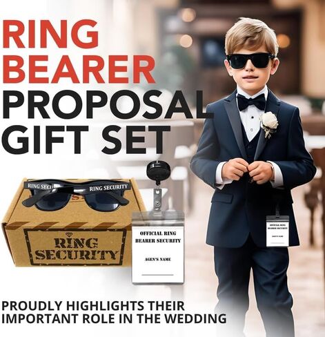 مجموعة هدايا اقتراح حامل خاتم الزواج من Ring Security، تتضمن صندوق حامل خاتم الزفاف مع بطاقة الاسم، ونظارات شمسية وصندوق أمان حلقي وسماعة تجسس in Kuwait