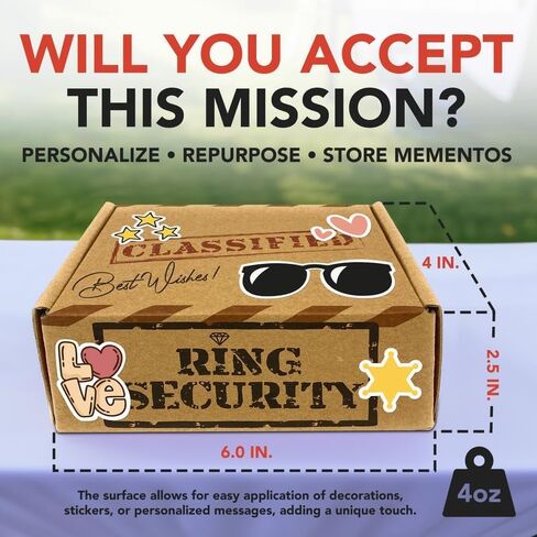 مجموعة هدايا اقتراح حامل خاتم الزواج من Ring Security، تتضمن صندوق حامل خاتم الزفاف مع بطاقة الاسم، ونظارات شمسية وصندوق أمان حلقي وسماعة تجسس in Kuwait