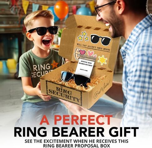 مجموعة هدايا اقتراح حامل خاتم الزواج من Ring Security، تتضمن صندوق حامل خاتم الزفاف مع بطاقة الاسم، ونظارات شمسية وصندوق أمان حلقي وسماعة تجسس in Kuwait