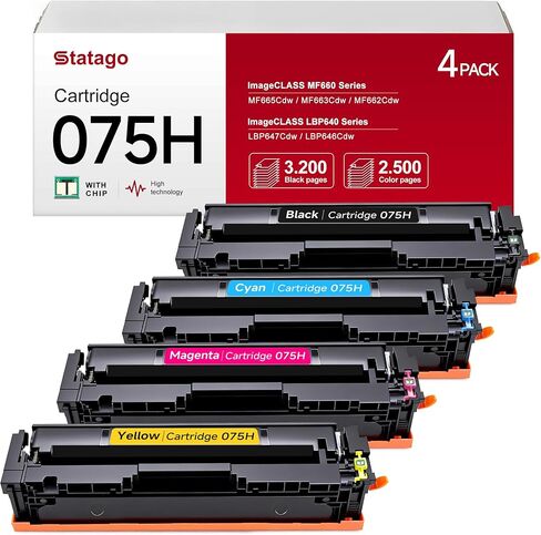 075 075H Toner Cartridge Compatible for Canon 075H 075 CRG075 CRG-075 Works for Canon Color imageCLASS LBP646Cdw MF662Cdw MF663Cdw MF665Cdw LBP647Cdw LBP640 MF660 Series Printer (4 Pack,with Chip) in Kuwait