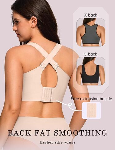 OEAK Womens Deep V Bras Wireless White & Womens Wireless Jelly Bra Plus Size Skin Color XXL in Kuwait