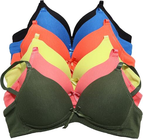 Angelina Teens Women Wire-Free Adjustable Convertible Lightly Padded A-Cup Bra (6-Pack) in Saudi Arabia