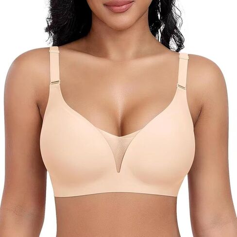 Jelly Bras for Women Wireless V Mesh Comfortable Everyday Bras Seamless No Underwire Push Up Supportive Tshirt Bra in Saudi Arabia