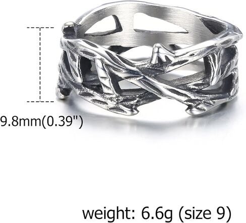 Jesus Crown of Thorns Rings Vintage Christian Rings for Men Women Vine Branch Barbed Wire Ring Silver Lucky Ring Jewelry Gift Size 6-13 in Saudi Arabia
