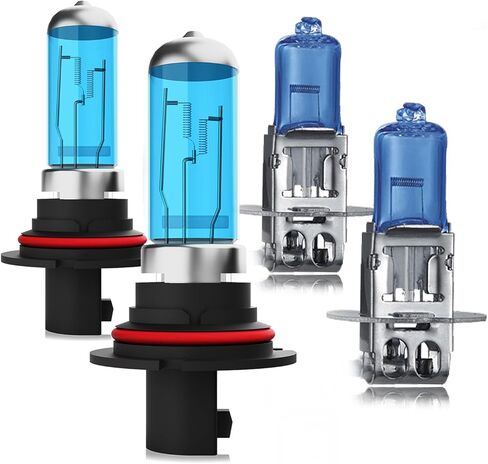 Headlight Bulbs Fit for Ford F250 1994-1996 Halogen Bulbs, 9007/HB5 High/Low Beams+ h3 Fog Lights Upgraded Front Light Kit, 200% Brightness 6000K White, 4 in a Pack in Kuwait