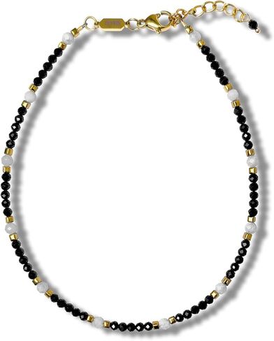 خلخال مورشيك قابل للتعديل للنساء. الملونة الأحجار الكريمة الطبيعية سلسلة مجوهرات للقدم الصيف الشاطئ 2 مللي متر الخرز الصغير 9.5" in Kuwait