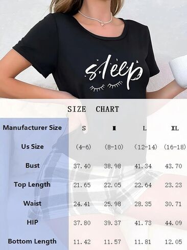 Pajamas for Women Set, 2 Piece Sleepwear Loungewear Casual Pajama Sets Sleepy Short Sleeve Crew Neck with Plaid Shorts in Saudi Arabia