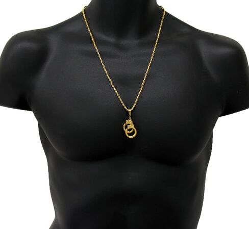 Hip Hop Jewelry Rapper Style Stainless Steel Handcuff Pendant & 3mm 24" Rolo Link Chain Necklace Gift in Kuwait