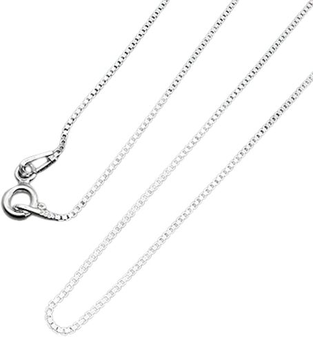 925 Sterling Silver Box Chain Necklace 0.8mm - 16 18 20 22 24 Inch - Thin Square Link Chain for Men Women in Saudi Arabia