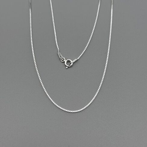 925 Sterling Silver Box Chain Necklace 0.8mm - 16 18 20 22 24 Inch - Thin Square Link Chain for Men Women in Saudi Arabia