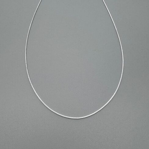 925 Sterling Silver Box Chain Necklace 0.8mm - 16 18 20 22 24 Inch - Thin Square Link Chain for Men Women in Saudi Arabia