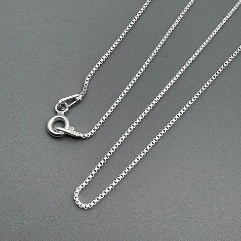 925 Sterling Silver Box Chain Necklace 0.8mm - 16 18 20 22 24 Inch - Thin Square Link Chain for Men Women in Saudi Arabia
