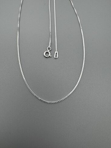 925 Sterling Silver Box Chain Necklace 0.8mm - 16 18 20 22 24 Inch - Thin Square Link Chain for Men Women in Saudi Arabia