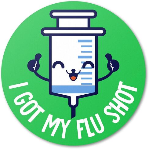 I Got My Flu Shot Stickers (1.5 inch, Round, Green - 300 Labels) Circle Dot I Got My Flu Shot Badges for clinics, Hospitals, vaccinations Centers or flu Awarness in Saudi Arabia
